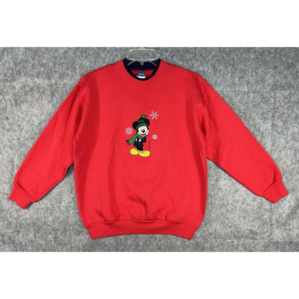 Vintage Disney Mickey Mouse Sweatshirt Women’s PM Red Scarf Embroidered